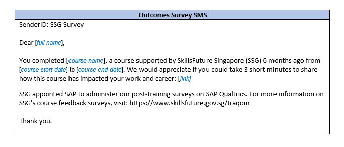 Careers Impact Survey SMS Invitation 