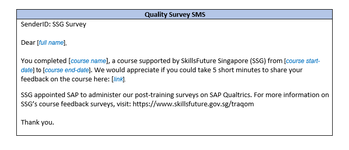 Quality Survey SMS
